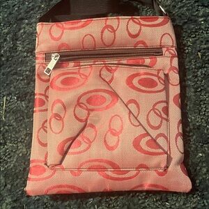 Elegant Red Patterned Crossbody Bag
